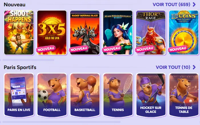 Spinbara Casino Jeux
